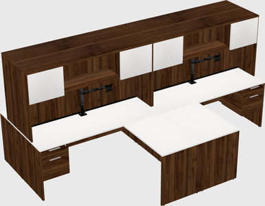 Quad l-shaped office desks