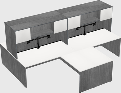 Quad l-shaped office desks