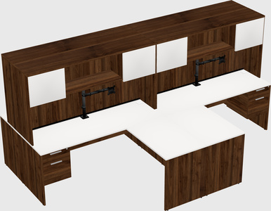 Quad l-shaped office desks