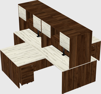 Quad l-shaped office desks