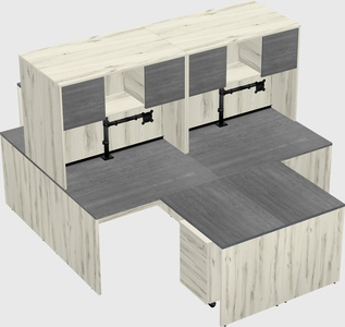 Quad l-shaped office desks