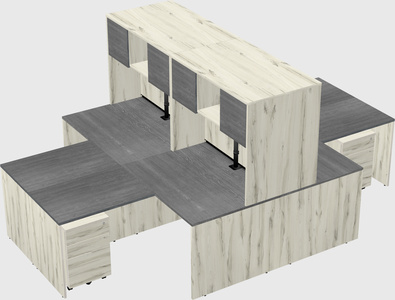 Quad l-shaped office desks