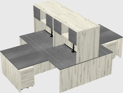 Quad l-shaped office desks