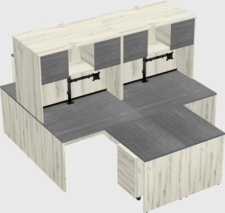 Quad l-shaped office desks