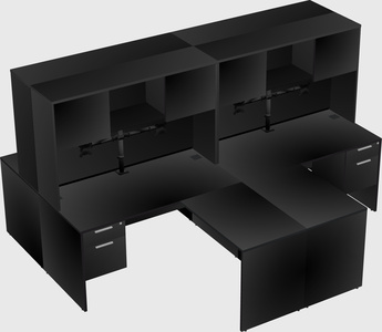 Quad l-shaped office desks