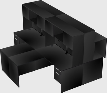 Quad l-shaped office desks