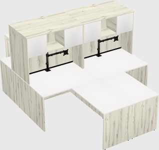 Quad l-shaped office desks