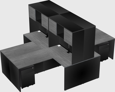 Quad l-shaped office desks