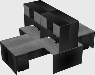 Quad l-shaped office desks