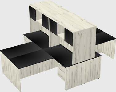 Quad l-shaped office desks