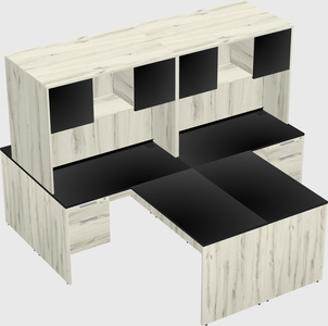 Quad l-shaped office desks