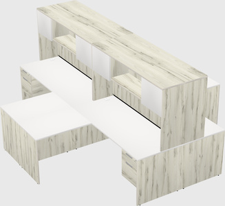 Quad l-shaped office desks