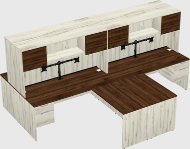 Quad l-shaped office desks
