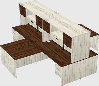 Quad l-shaped office desks