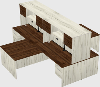 Quad l-shaped office desks