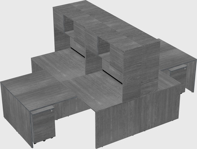 Quad l-shaped office desks