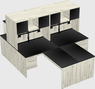 Quad l-shaped office desks