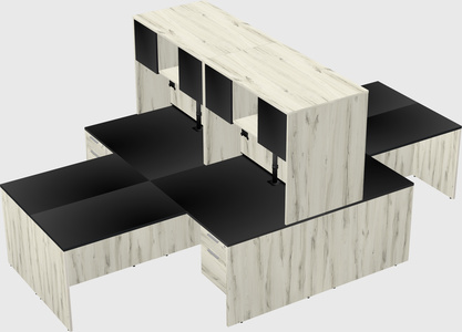 Quad l-shaped office desks