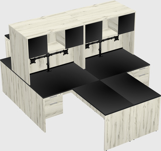Quad l-shaped office desks