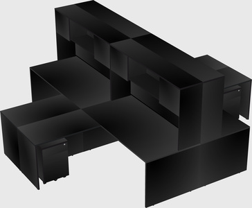Quad l-shaped office desks