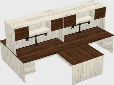 Quad l-shaped office desks