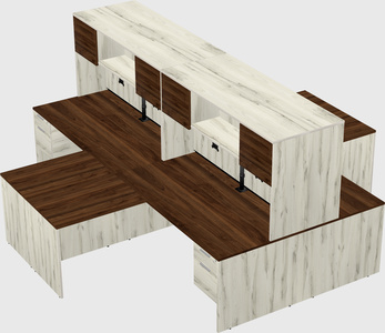 Quad l-shaped office desks