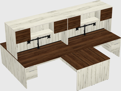 Quad l-shaped office desks