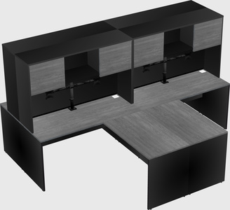 Quad l-shaped office desks