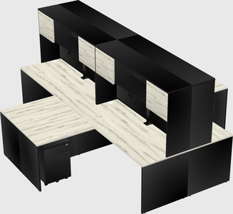 Quad l-shaped office desks