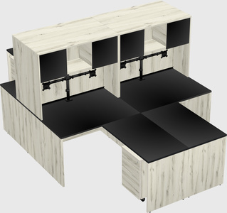Quad l-shaped office desks