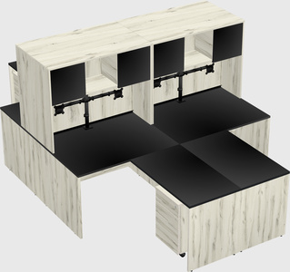 Quad l-shaped office desks