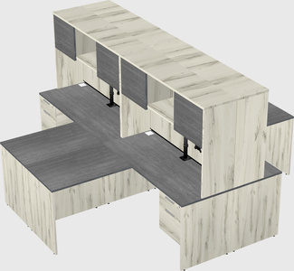 Quad l-shaped office desks