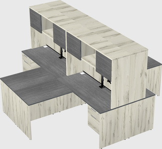 Quad l-shaped office desks