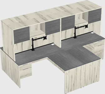 Quad l-shaped office desks