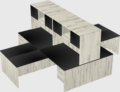 Quad l-shaped office desks
