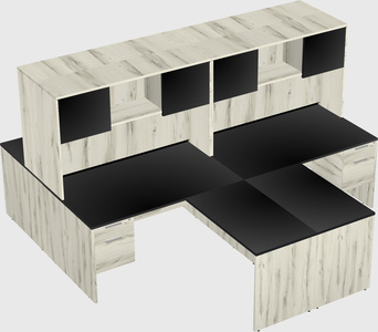 Quad l-shaped office desks