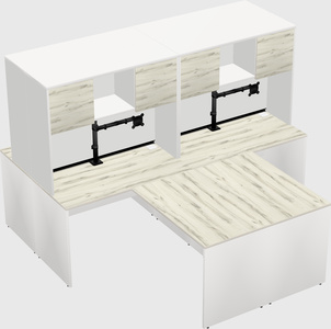 Quad l-shaped office desks