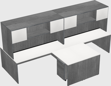 Quad l-shaped office desks