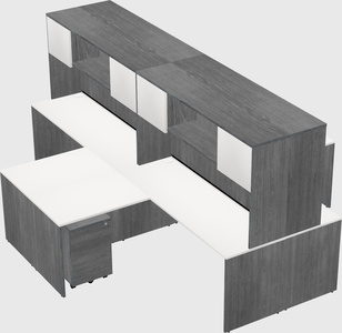 Quad l-shaped office desks