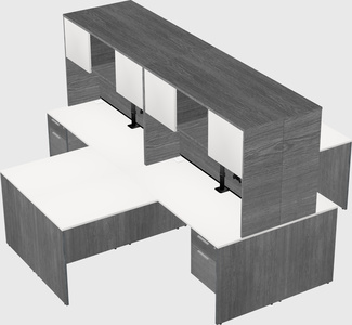 Quad l-shaped office desks