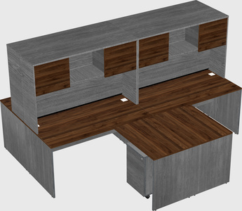 Quad l-shaped office desks