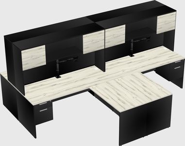Quad l-shaped office desks