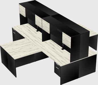 Quad l-shaped office desks