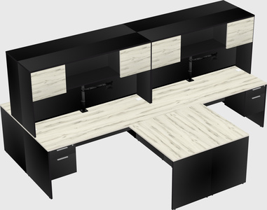 Quad l-shaped office desks