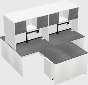 Quad l-shaped office desks