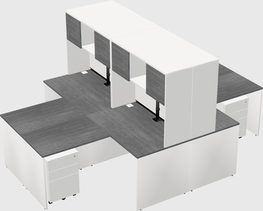 Quad l-shaped office desks