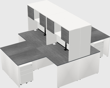 Quad l-shaped office desks