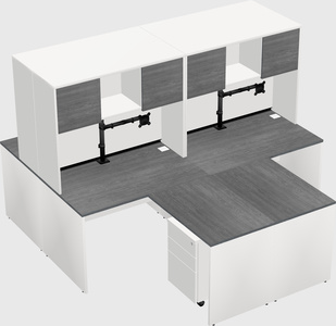 Quad l-shaped office desks