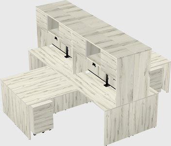 Quad l-shaped office desks