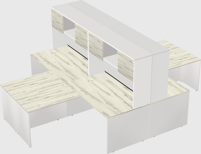 Quad l-shaped office desks